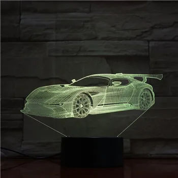 Sporto Automobilių 3D Stalo Lempa spalvotu LED naktinė lempa Modelis Touch Atmosfera Lempos Gerbėjai Miegamojo Puošimas Vaikų Kalėdų Dovana GX1726