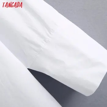 Tangada moterų negabaritinių baltos medvilnės marškinėliai palaidinė ilgomis rankovėmis kietas moterų atsitiktinis ilgai marškinėliai topai BE575