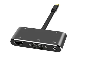 USB-C, HDMI VGA adapteris usb c hub su usb3.0 usbc mokestis 3.5 mm aux-jack laidas Multiport converter 