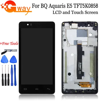 Už BQ Aquaris E5 TFT5K0858FPC-A1-E Užbaigti LCD+Tactil Jutiklinis Ekranas skaitmeninis keitiklis Pantalla Su karkasu