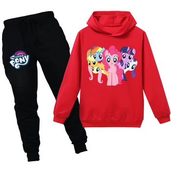 Vaikų 3-14Y Sportinę Hoodie T-shirt Mano Mažai Pony Girl ilgomis Rankovėmis Pavasarį, Rudenį, Žiemą Atsitiktinis Medvilnės Animacinių filmų Kostiumas