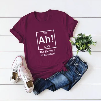 Vasaros Mados O-kaklo trumpomis Rankovėmis T-Shirt Moterims, Kūrybos Cheminis Elementas Spausdinti marškinėliai Grafinis Tees Moterų Marškinėlius