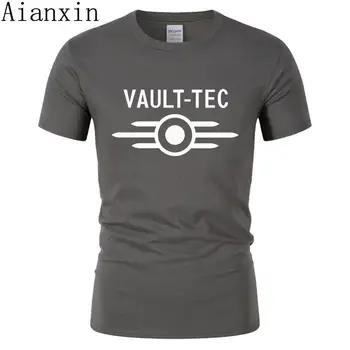 Vasarą Naujų Vault Tec logotipas Žaidimų Vaizdo Žaidimas Fallout 2 3 4 Tees Topai Marškinėliai Vyrams klasikiniai Atsitiktinis Medvilnės Drabužiai homme T Shirts