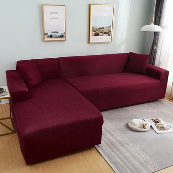 Vientisų spalvų modelis kampe sofa apima kambarį elastinga užvalkalai ruožas sofa rankšluostį L formos, reikia pirkti 2 gabalas