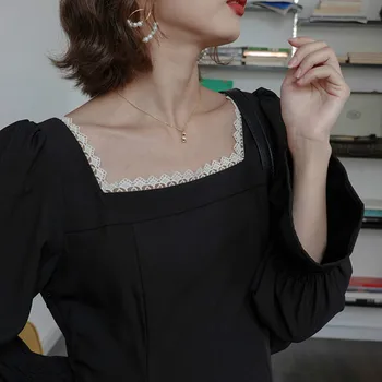Vintage Suknelė Moterims Retro Imperijos Elegantiškas Šalis Plius Dydis Drabužiai Moteriški 3XL Madinga korėjos Prašmatnus Hepburn-Line Femme Vestido