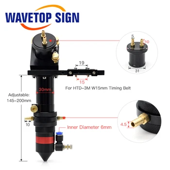WaveTopSign CO2 Lazerio Galvutė su Vandens Aušinimo Sąsaja Veidrodis 30x3mm Fokusavimo Objektyvas 20/25x63.5mm Vandens Aušinimo Lazerio Aparatas