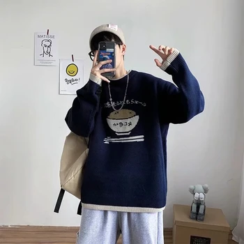 ZAZOMDE Vyrų Megztinis Megztiniai Retro Japonų Animacinių filmų Stiliaus Modelis 2020 naujas Hip-Hop Streetwear O-kaklo Rudenį Nauji vyriški Megztiniai