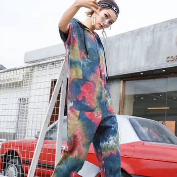 Įrankinis jumpsuit didelio dydžio moteriški drabužiai 2020 m. vasarą naujas mados gatvės fotografiją hip-hop žydi prarasti plonas jumpsuit