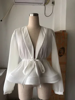 Žibinto Rankovėmis Palaidinė Marškinėliai Moterims 2019 Mados Vasaros Varčias Wrap V-kaklo Office Marškiniai, Elegantiškas Ponios Viršūnes Moterų Drabužiai