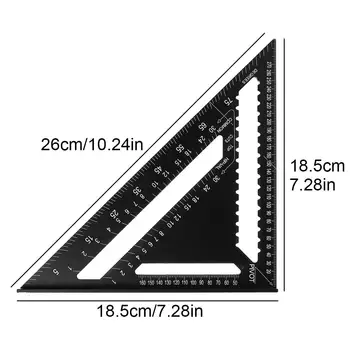 12 colių Imperial Aliuminio Lydinio Trikampio Kampo Liniuote, Matlankiu Medienos Matavimo Įrankis Aikštėje Išdėstymas Gabaritai