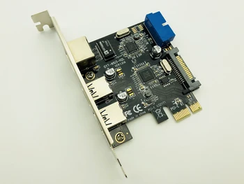 2 Prievadai USB 3.0 PCI Express + RJ45 Gigabit Ethernet Tinklo Priekinis Skydelis su Valdymo Kortelės Adapteris SATA ir 20 Pin Antraštė