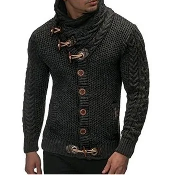 2020 cardigan megztinis, striukė vyrų vientisos spalvos atsitiktinis šiltas megztas megztinis džemperis vyrams mygtukai