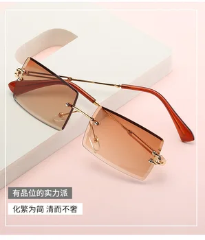 2020 mados mažas brand crystal akiniai nuo saulės frameless stačiakampio formos Akiniai nuo saulės Moterų ir vyrų gradientas lydinio UV400 akiniai