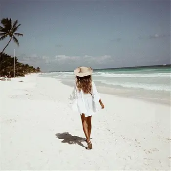 2020 Metų Vasaros Bikini Padengti Iki Nėrinių Tuščiaviduriai Nėrimo Maudymosi Kostiumėlis Beach Suknelė Moterims Moteriški Cover-Up Maudymosi Kostiumas, Paplūdimio Drabužiai Tunika