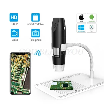 2MP, WiFi Skaitmeninis Mikroskopas 50X iki 1000X didinamasis stiklas 1080P HD 2.0 MP 8 LED su Stovu, skirta 