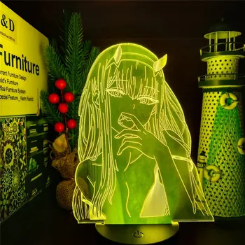 3D Naktį Šviesos Nulis Du Anime Lempos DARLING Į FRANXX 002 LED Lampara Iliuzija Miegamojo Puošimas Žiburiai Kalėdų Dovana Vaikams Apšvietimas