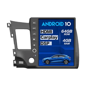 4+64G Android 10.0 Tesla Stiliaus Didelis Ekranas Automobilio Multimedijos Grotuvo Honda civic 2008-2011 automobilių GPS HIFI Navi Galvos vienetas Auto Radijas