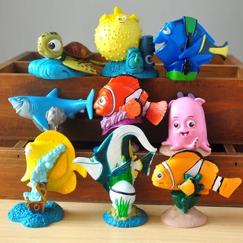 9pcs/daug 5cm Nemo Veiksmų Skaičiai Žaislai Klounas Marlin Lėlės PVC Garažo Rinkinys Žaislai Vaikams Brinquedos