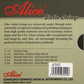 Alice Smuiko Stygos A707 prekės premium smuiko stygos Padengti Plieno Tinklelio Plieno Core Nikeliuotas Rutulinis Pabaigos