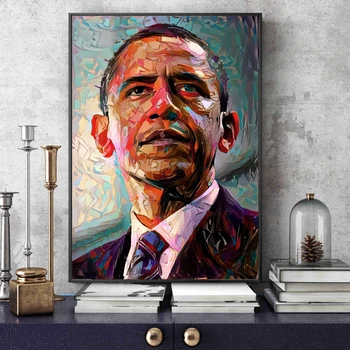 Amerikos Prezidento B. Obamos Portretas Drobė Menas, Tapyba, Modernus Pop Sienų Plakatai Ir Spausdina Cuadros Nuotraukas Kambarį
