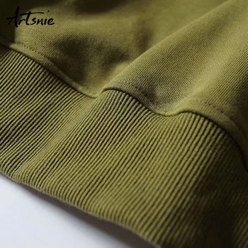 Artsnie animacinių filmų spausdinti atsitiktinis moterų palaidinukė rudenį 2019 armijos žalioji o kaklo, ilgomis rankovėmis hoodies streetwear megzti megztiniai