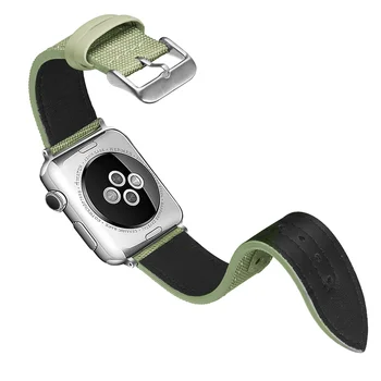 Drobės+odinis dirželis, apple watch band 44 mm 40mm 42mm 38mm iwatch series 5 4 3 2 1 riešo apyrankę Prabangus odinis Nota dirželis