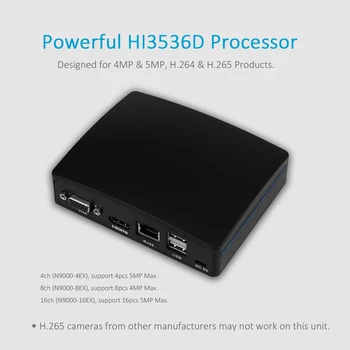 ENSTER XMEYE APP Super Mini H. 264 ir H. 265 NVR Paramos 4CH 5MP/ 8CH 4MP Onvif IP Kameros, TF Kortelė/ USB/ E-SATA HDD Įrašymas