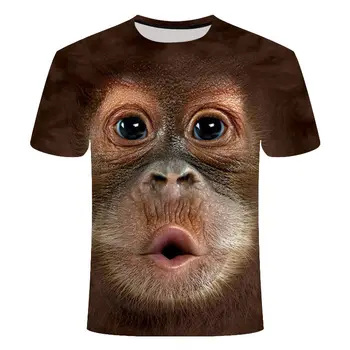 Gyvūnų spausdinti 3D spausdinimo T-shirt vyrų vasaros mados beždžionių gyvūnų spausdinti 3D moterų ir vyrų T-shirt