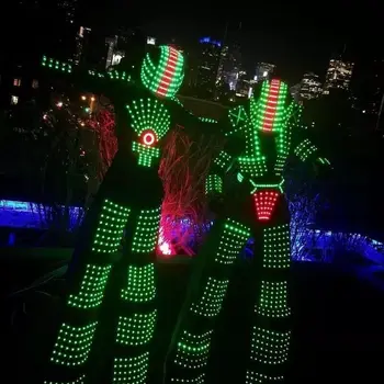 Helovyno cosplay naktinių drabužių LED Robotas LED Kostiumai, Šviesos, kostiumai programavimo duomenų valdytojas nustato šalmas