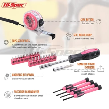 Hi-Spec Pink Lady Įrankių Rinkinys Namų Repari Rankinių Įrankių Rinkinį 