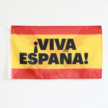 Ispanijos vėliava Viva Espana Logotipas 150X90CM Reklama 3x5 FT 100D Poliesteris Žalvario Grommets