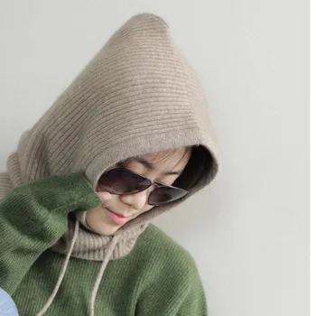 Italų prekės ženklo Moterys Daugiafunkcį Šalikas Skrybėlę Kašmyro Vilnos Mišinys Megzti Kaklo Skrybėlės Žiemos Minkštas Šiltas Reguliuojamas Elastinga Bžūp