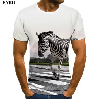KYKU Zebra T-shirt Vyrai Gyvūnų marškinėliai 3d Miesto Juokinga T marškinėliai trumpomis Rankovėmis Punk Rock Spausdinti Streetwear Viršūnės