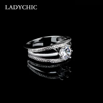 LADYCHIC Austrijos Kubinis Cirkonis Rose / Baltos Aukso Spalvos Žiedų Elegantiškas Žiedas Crystal Moterų Dalyvavimo Šalies Vestuvių LR1033