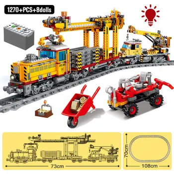 Miestas Techninius Elektros Raketų traukinio Automobilių Blokai Kūrėjas Geležinkelio Bėgių klojimo mašina Geležinkelių Traukinio Plytų Žaislai
