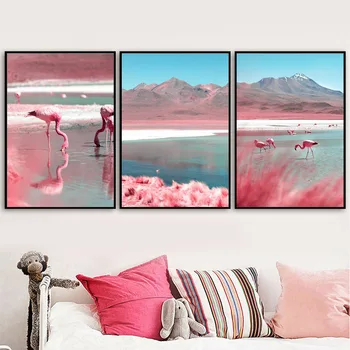 Pink Flamingo Kalnų Vandenyno Citata Sienos Meno Tapybos Drobės Šiaurės Plakatai Ir Spausdina Sienos Nuotraukas Kambarį Namų Dekoro