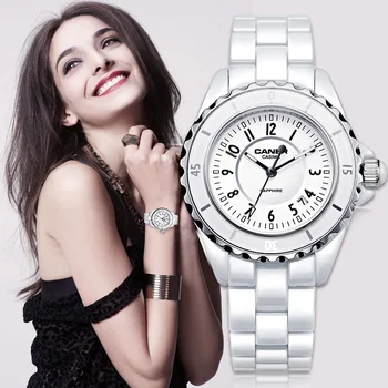 Prabangos Prekės ženklo Moterų Laikrodžiai Mados Atsitiktinis Elegantiškas Keraminis Baltas Kvarcas Riešo Žiūrėti Moterų atsparus Vandeniui 100m CASIMA #6702