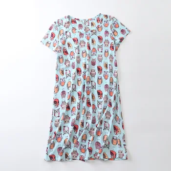 Prekės Dizaineris Homewear Moterų Atsitiktinis Animacinių filmų pižamą Ponios Prarasti Medvilnės nightdress Moterų Apvalios apykaklės Negabaritinių miego suknelė