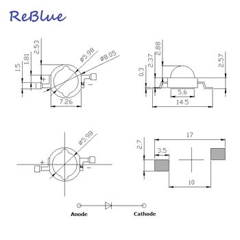 ReBlue 3W Led Diodo 5W Power Led Chip Led Diodas 1W 3W 5W apie 20mm star PCB Heatsink 
