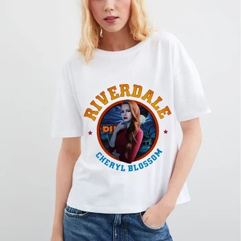 Senovinių Moterų marškinėliai Riverdale Pietų Harajuku Ulzzang 90s Pietų Pusėje Žalčių Femme Marškinėlius Poliesteris Atsitiktinis Balta Tee