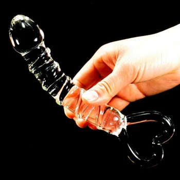 Stiklo Dildo su Širdies Žiedas Malonumas Lazdelė Kristalų Varpos G-spot Erotinis Žaislas Analinis Skatinti Sekso Žaislas Vyrams, Moterims Suaugusiųjų Sekso Produktas