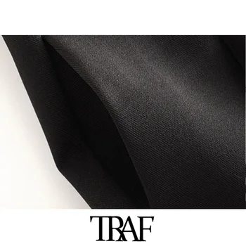 TRAF Moterų Derliaus Stilingas Kišenės Office Dėvėti Kelnių Užtrauktukas Skristi Pagrindinės Juodosios Moterų Kulkšnies Kelnės Prašmatnus Pantalones Mujer