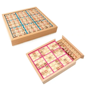 Tėvų-vaikų Medinių Stalčių Sudoku Devynių Kvadratinių Tinklelis Žaidimas Šachmatais Vaikų Švietimo stalo Žaidimas, Žaislai, Stalo Dėlionė