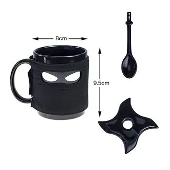 UK thumbs up Ninja puodelis su miestelyje maišymo šaukštas kavos puodelį, nuimama šilumos izoliacija puodelio dangtelį