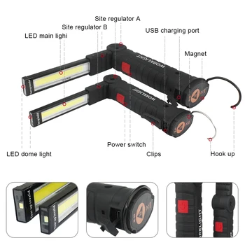 VBS USB Ultra Galingas Įkraunamas Led Žibintuvėlis Fotoblykstės Magnetiniai Mini Žibintuvėlis COB Nešiojamų Lanterna Lauko Apšvietimas