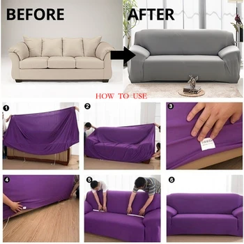Vientisų spalvų modelis kampe sofa apima kambarį elastinga užvalkalai ruožas sofa rankšluostį L formos, reikia pirkti 2 gabalas