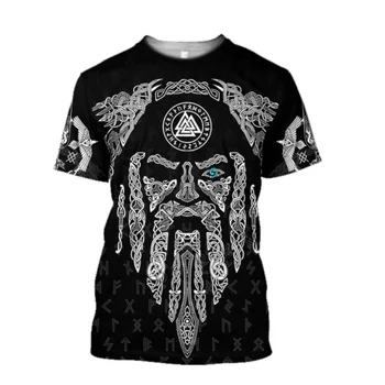 Viking simbolis - odin Tatuiruotė 3D Atspausdintas vyrų marškinėliai Harajuku Mados Trumpas rankovės marškinėliai vasaros streetwear Unisex marškinėlius viršūnes WS92