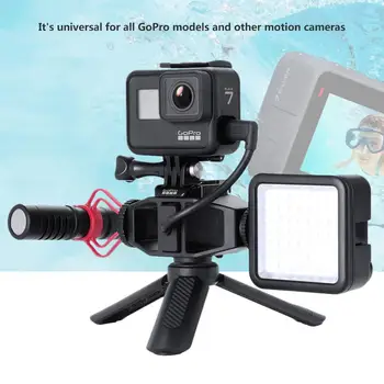 Vlogging tvirtinimas Gopro Hero 7 6 5/DJI Osmo Veiksmų Kamera, Mikrofonas Korpusas Adapteris su 1/4