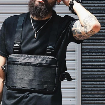 Vyrų krūtinės įrenginys hip-hop streetwear krūtinės maišelį Vest Vyrų pečių maišą Karinis Taktinis Taktinis Kelionės Juosmens krepšiai Juosmens Paketai