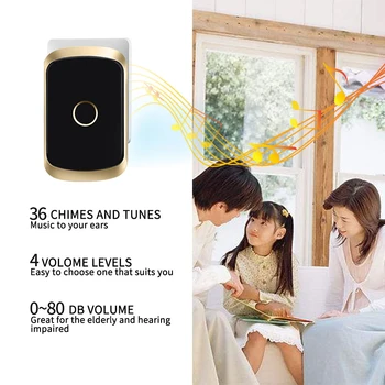 WEMEDA Smart Home Vandeniui Sveiki Belaidį durų skambutį 433Mhz 36 Dainas JAV, ES, UK Plug LED šviesos Belaidžius Varpeliais Duris Skambina Varpas